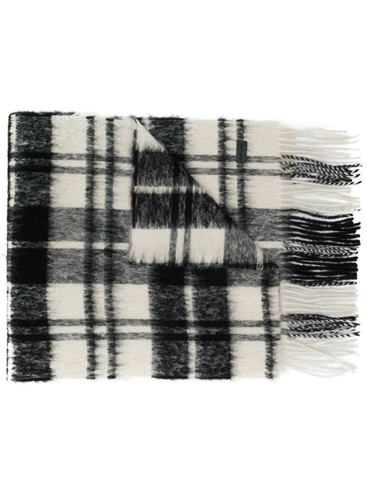 Saint Laurent Check Pattern Scarf - Black