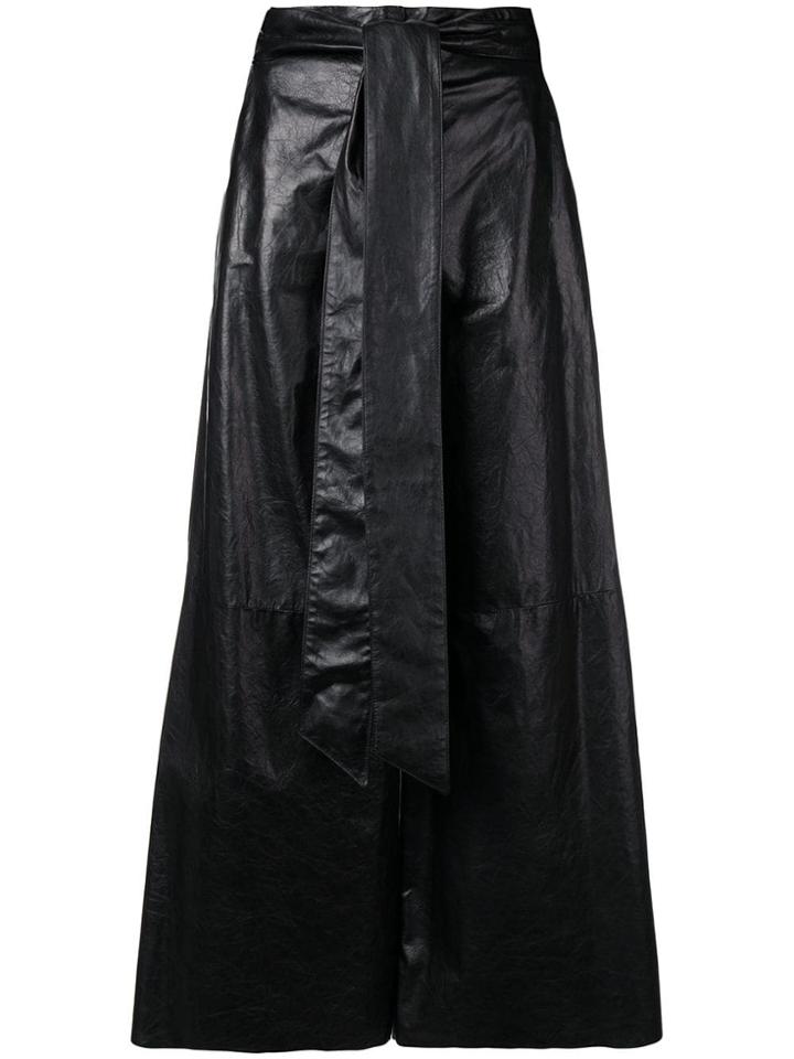 Drome Leather Wide Leg Trousers - Black
