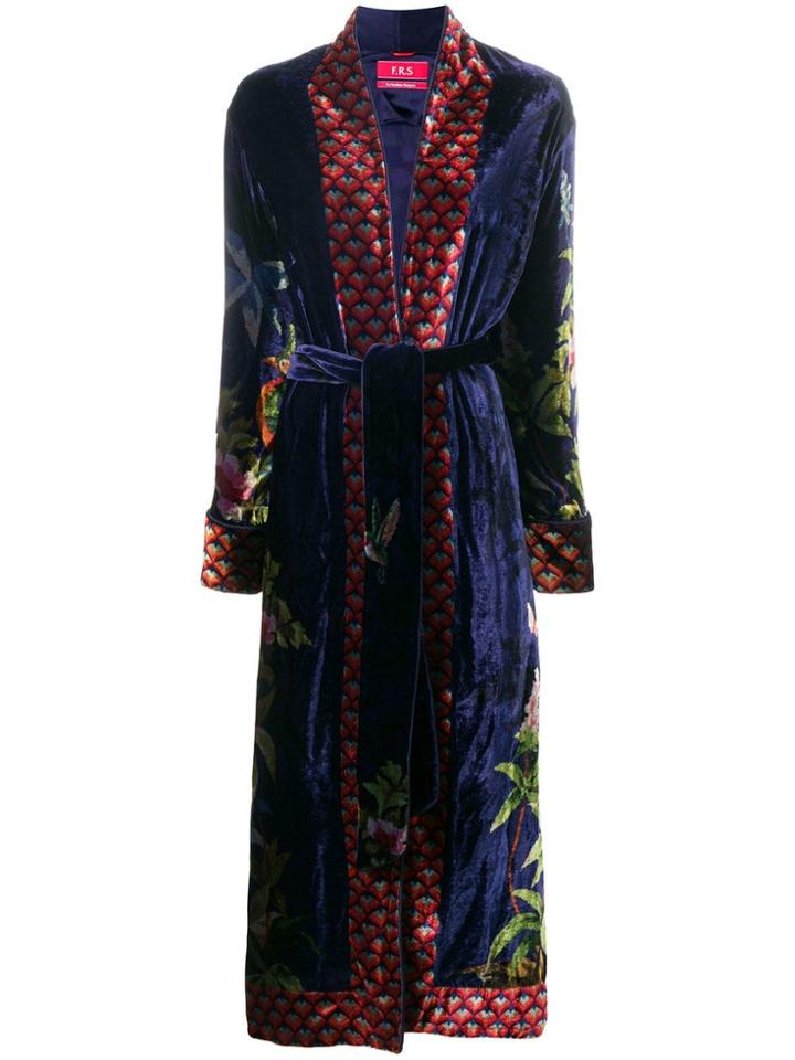 F.r.s For Restless Sleepers Velvet Kimono - Blue