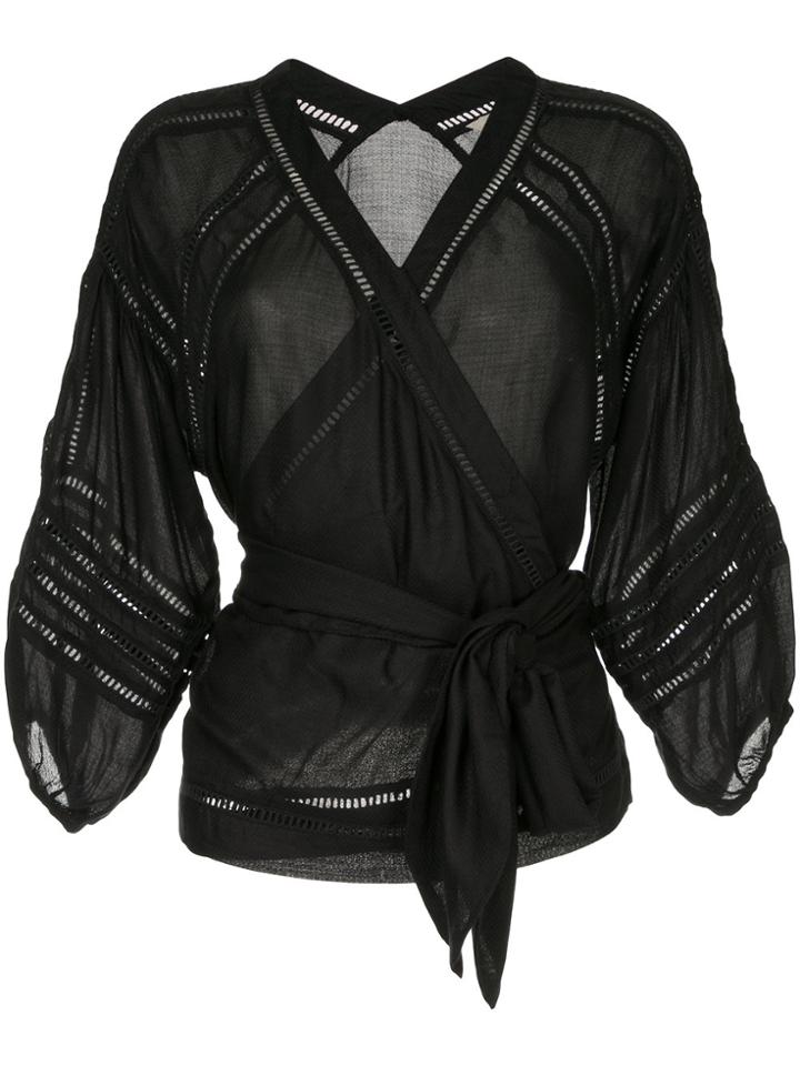 Torrazzo Donna Belted Waist Blouse - Black