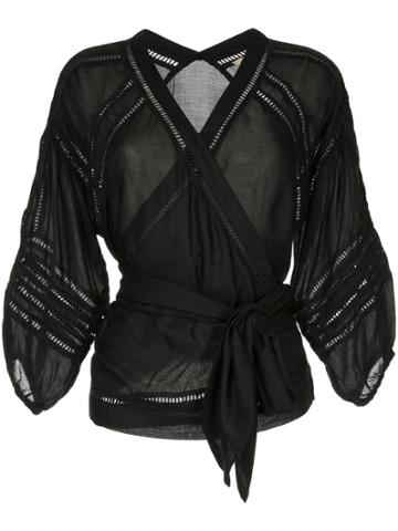 Torrazzo Donna Belted Waist Blouse - Black