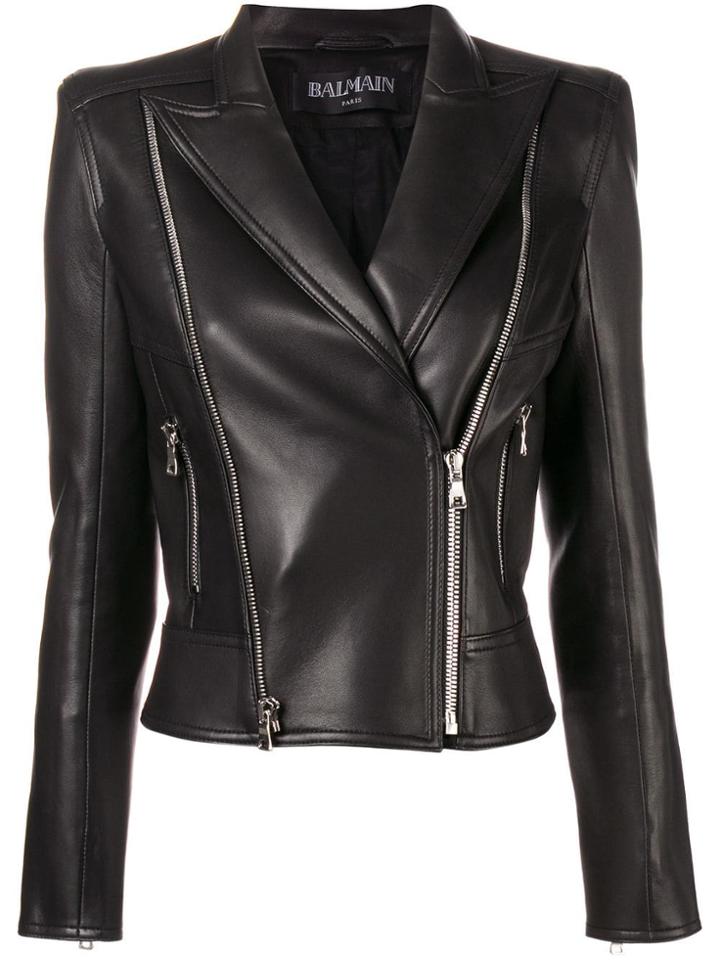 Balmain Classic Fitted Biker Jacket - Black