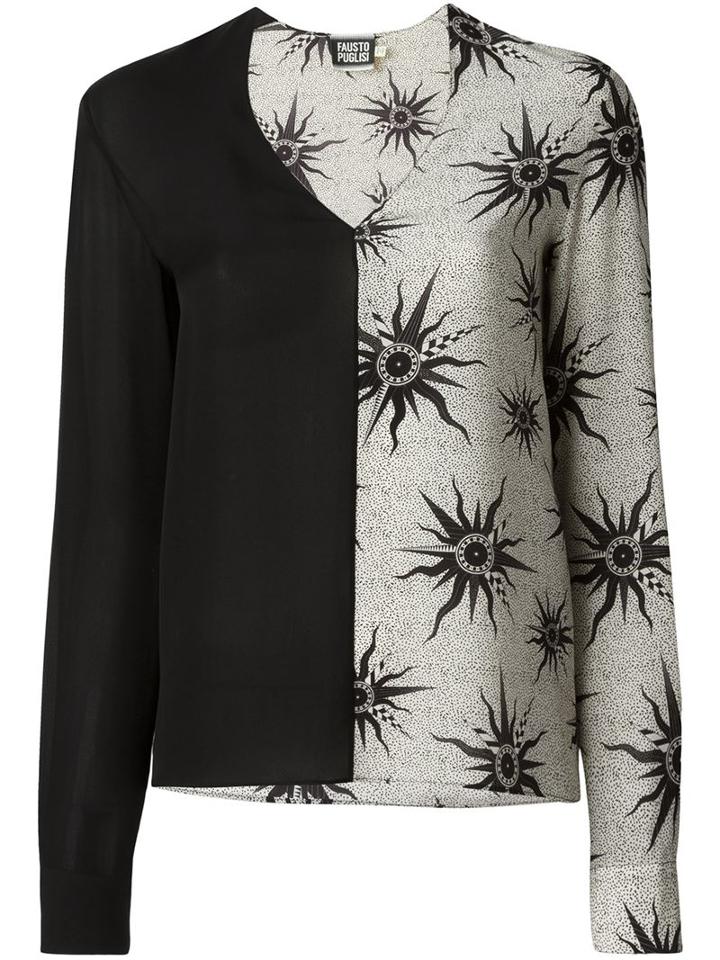 Fausto Puglisi Sun Print Blouse, Women's, Size: 40, Black, Silk