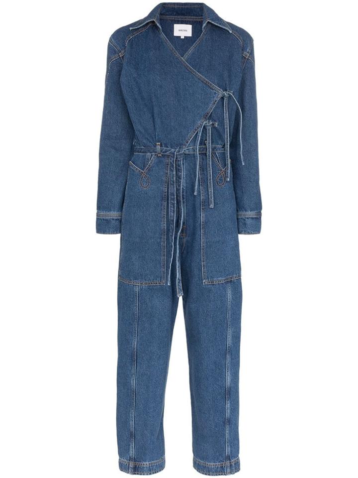 Nanushka Naki Wrap Denim Jumpsuit - Blue