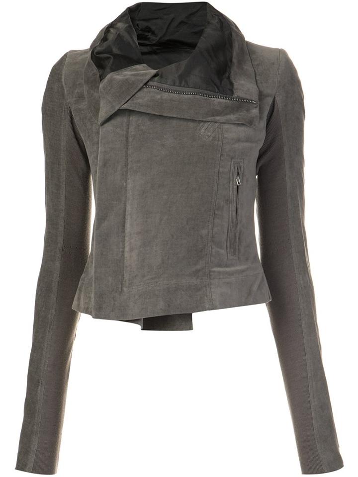 Rick Owens Biker Jacket, Women's, Size: 42, Green, Cotton/linen/flax/cupro
