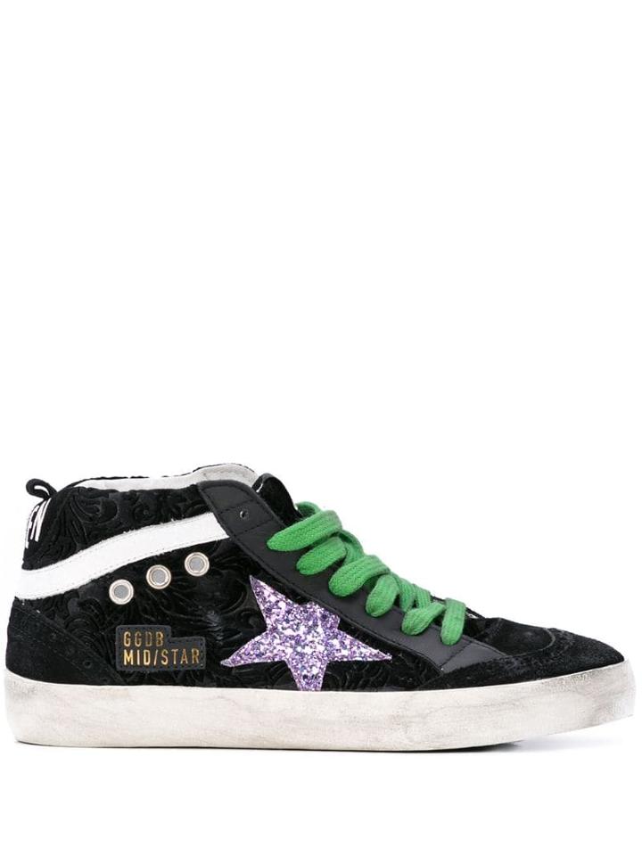 Golden Goose Glitter Star Patch Sneakers - Black