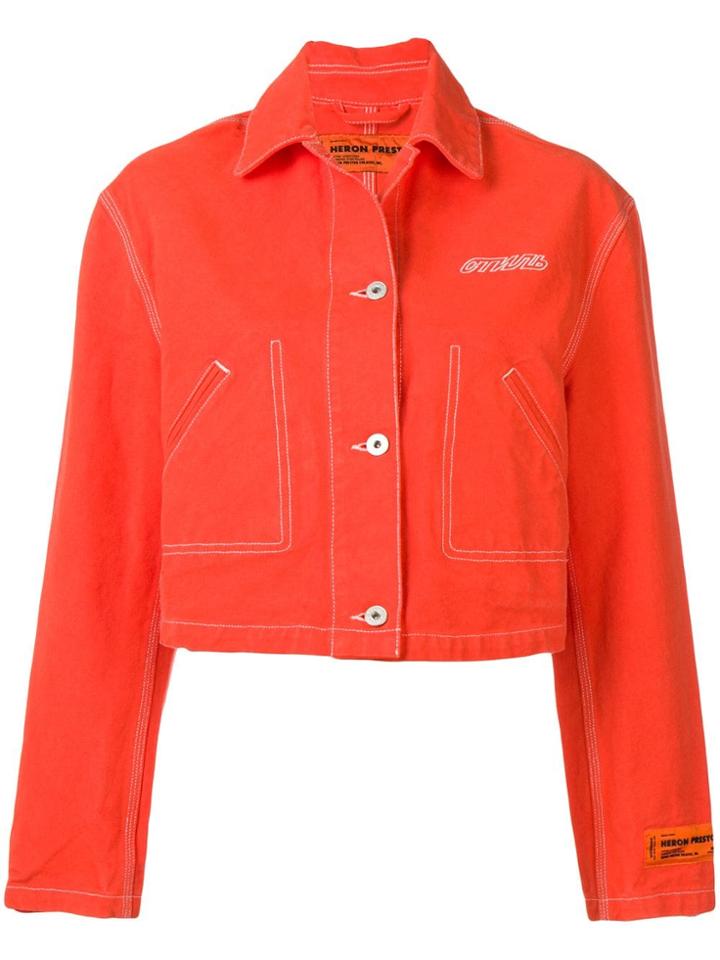 Heron Preston Cropped Denim Jacket - Orange