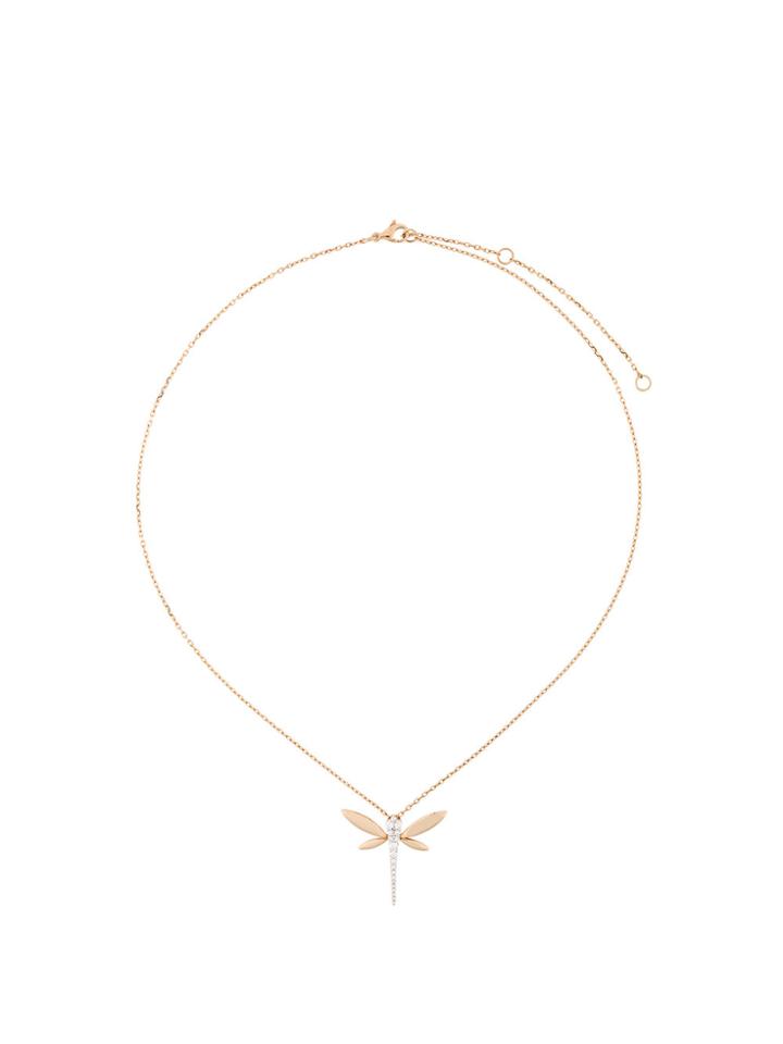 Anapsara Diamond Dragonfly Pendant Necklace - Pink & Purple