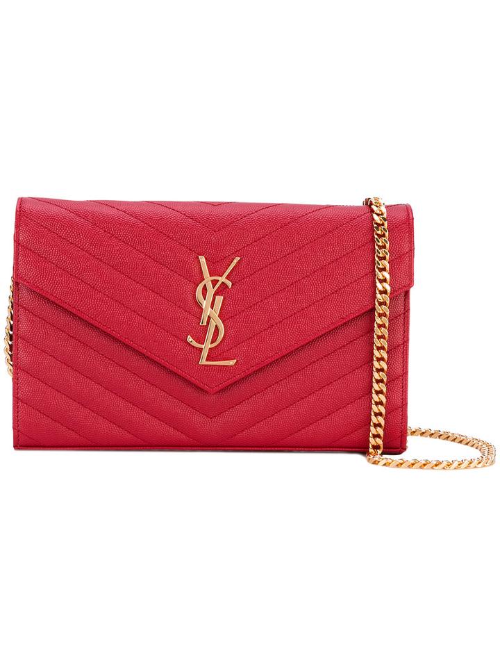 Saint Laurent - Monogram Envelope Bag - Women - Calf Leather - One Size, Red, Calf Leather