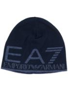 Ea7 Emporio Armani Logo Printed Beanie Hat - Blue