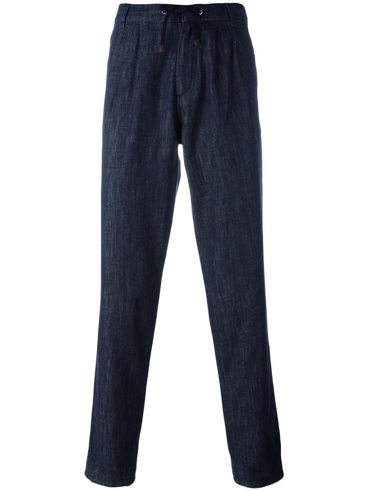 Brunello Cucinelli Drawstring Jeans, Men's, Size: 50, Blue, Cotton/polyester