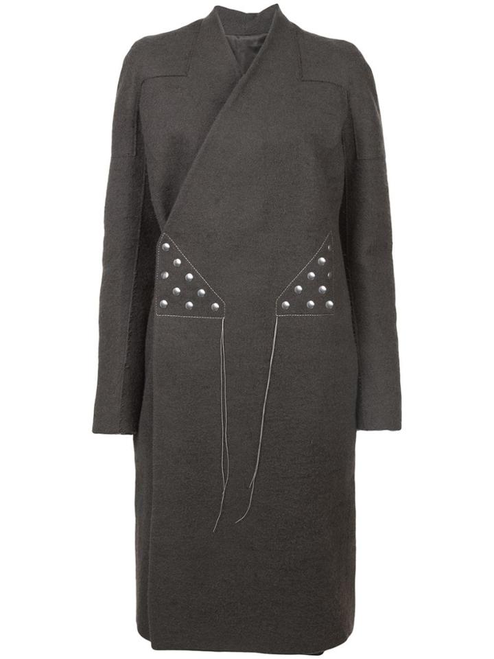 Rick Owens Stitching Wrap-around Coat - Grey