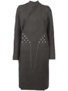 Rick Owens Stitching Wrap-around Coat - Grey
