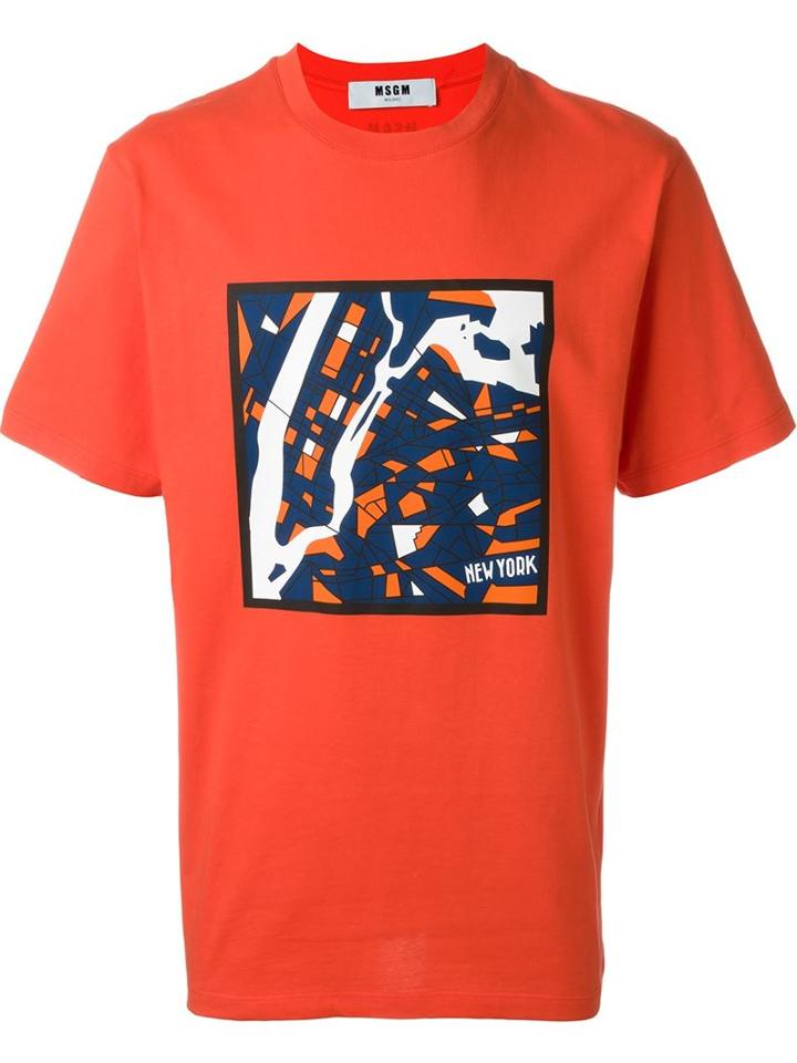 Msgm Abstract Print Detail T-shirt