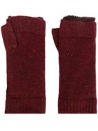 N.peal Fur Lined Fingerless Gloves - Red