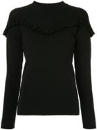 Le Ciel Bleu Ruffle Trim Knitted Top - Black