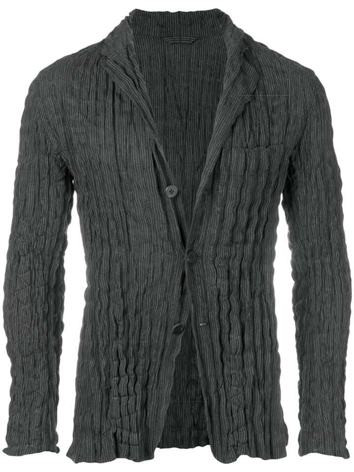 Issey Miyake Pleated Pinstripe Blazer - Black