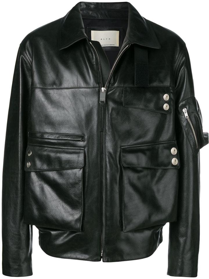 1017 Alyx 9sm Leather Bomber Jacket - Black