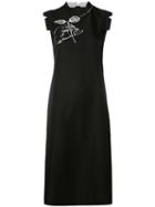 Maison Margiela Embroidered Shift Dress, Women's, Size: 38, Black, Cotton/silk/ceramide 3