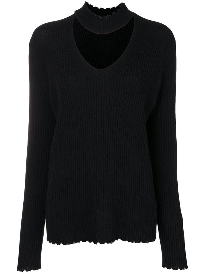 R13 Choker Detail V-neck Jumper - Black