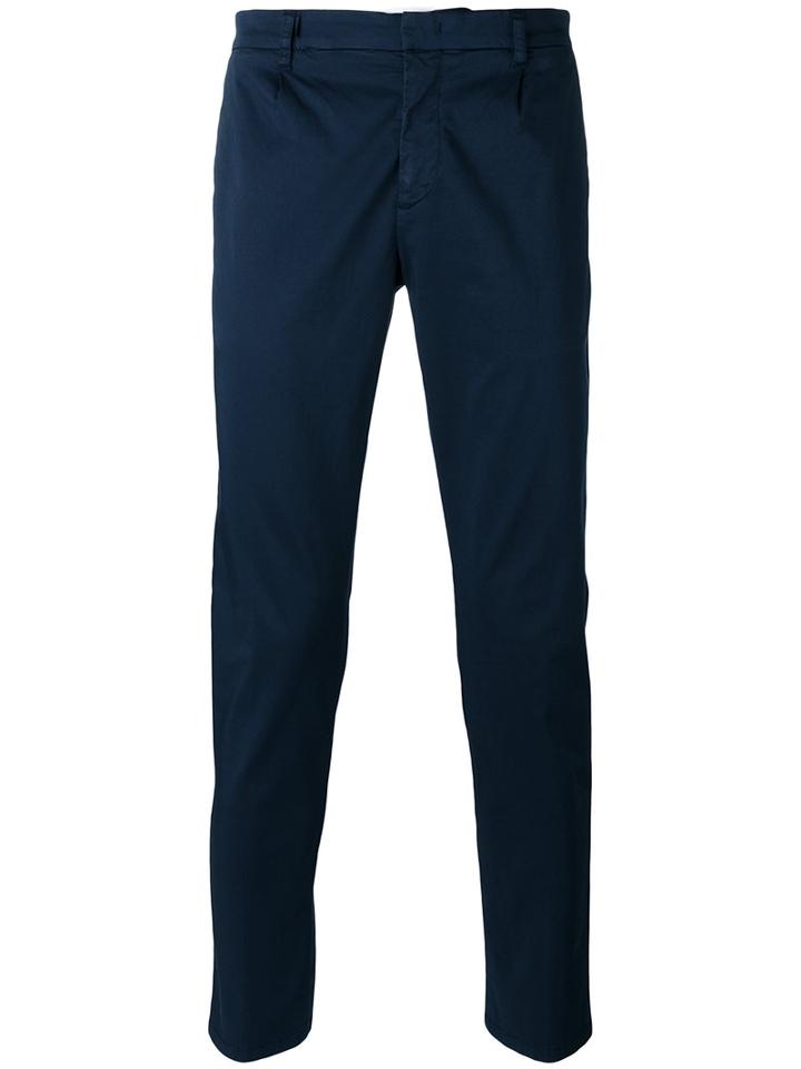 Slim Leg Trousers - Men - Cotton/spandex/elastane - 50, Blue, Cotton/spandex/elastane, Paolo Pecora