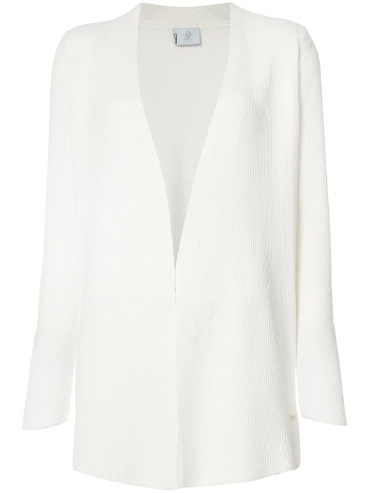 Bogner Ribbed Open Front Cardigan, Women's, Size: 38, White, Cotton/silk