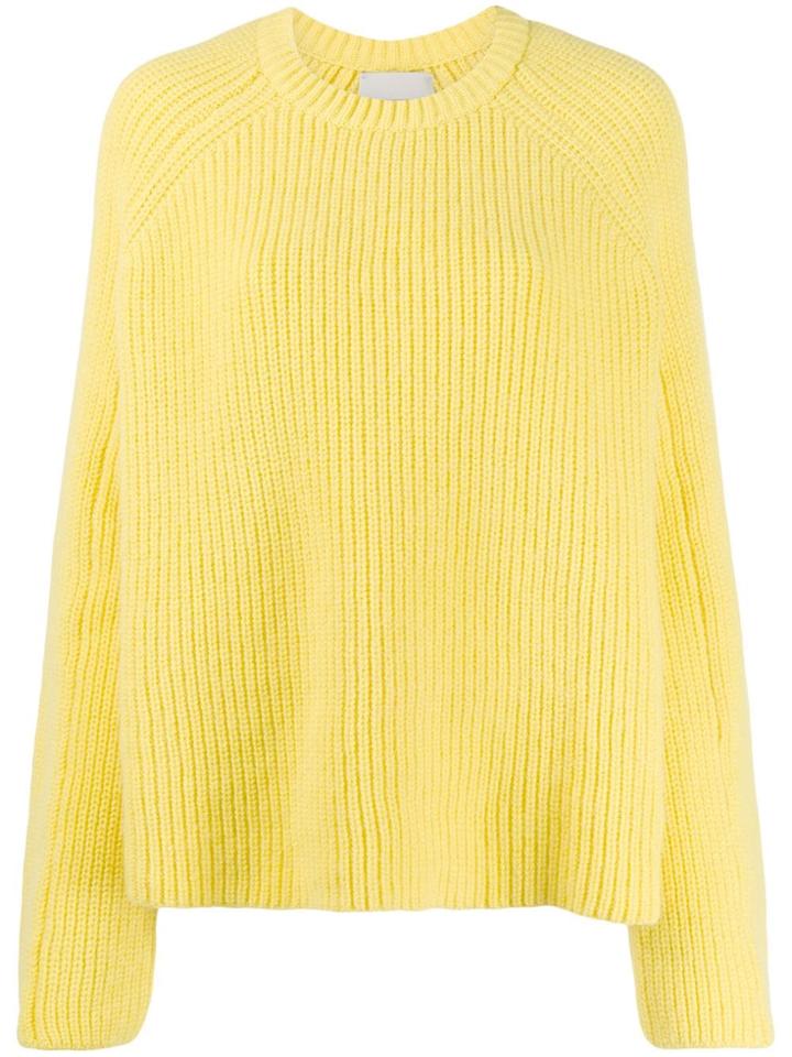 Laneus Crew-neck Knit Sweater - Yellow
