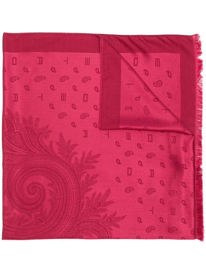 Etro Paisley Jacquard Scarf - Pink & Purple