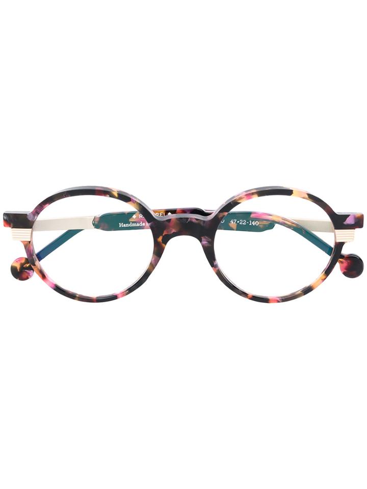 Res Rei Patterned Round Glasses - Brown
