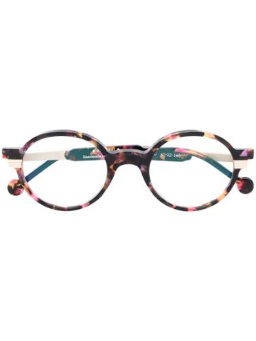 Res Rei Patterned Round Glasses - Brown