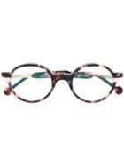Res Rei Patterned Round Glasses - Brown