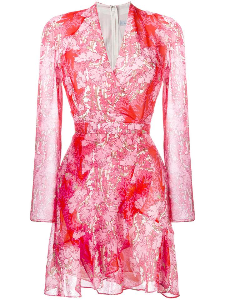 Carven Floral Print Dress, Women's, Size: 34, Red, Silk/polyester/acetate