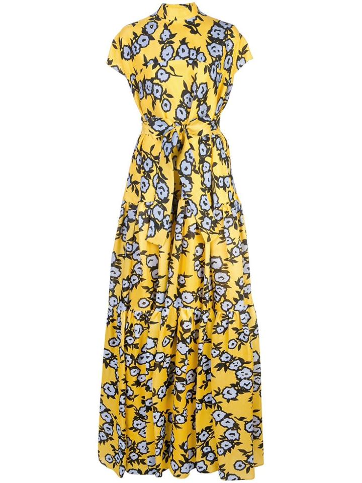 Carolina Herrera Floral Print Silk Dress - Yellow