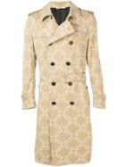 Valentino Double-breasted Logo Print Trench Coat - Neutrals