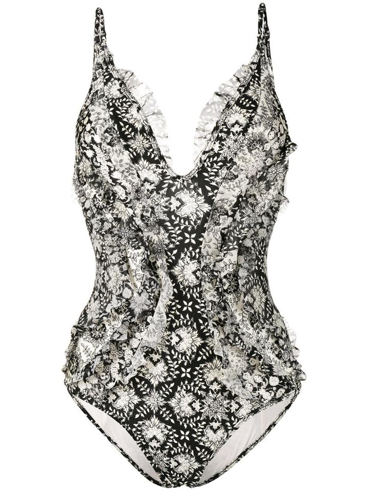 Zimmermann - Divinity Ruffle Swimsuit - Women - Nylon/polyamide/spandex/elastane - 2, Black, Nylon/polyamide/spandex/elastane