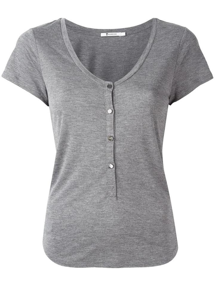 T By Alexander Wang Scoop Neck T-shirt, Women's, Size: Medium, Grey, Rayon