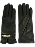 Moschino Driving Gloves, Women's, Size: 6.5, Black, Leather/wool