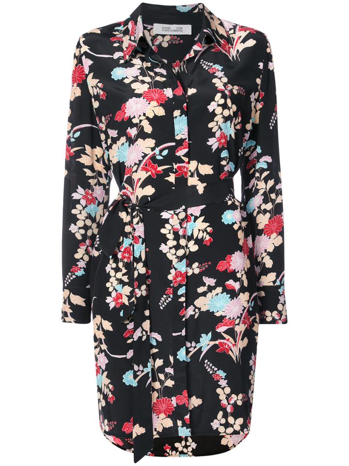 Dvf Diane Von Furstenberg Floral Shirt Dress - Black