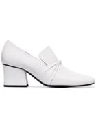 Dorateymur Stewardess 65 Leather Knot Loafer Pumps - White