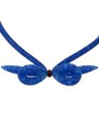 Peppercotton Bow Necklace, Women's, Blue, Crystal