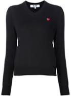 Comme Des Garçons Play Embroidered Heart V-neck Sweater