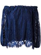Perseverance London Lace Off Shoulder Blouse, Women's, Size: 12, Blue, Cotton/nylon/polyester