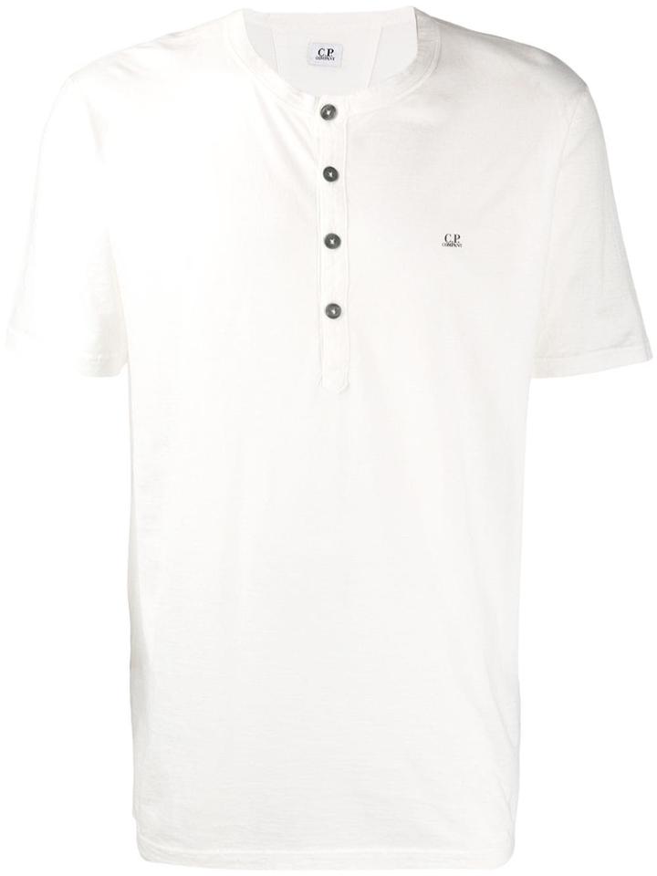 Cp Company Buttoned Neck T-shirt - White
