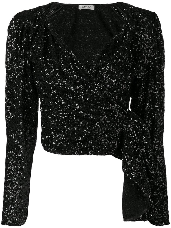 Attico Embellished Cropped Top - Black