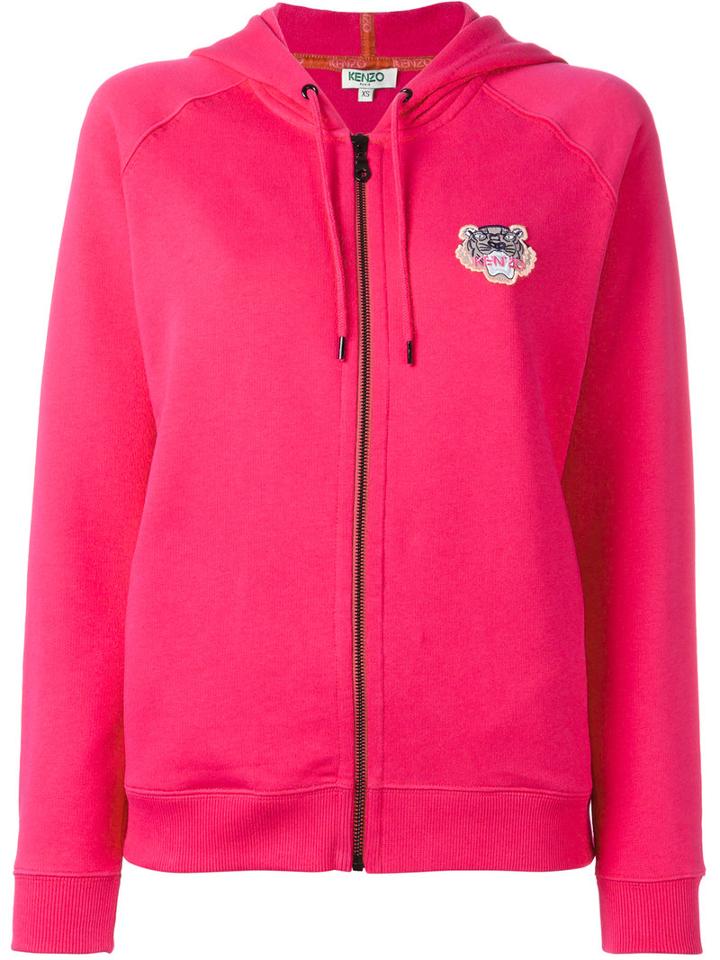 Kenzo Logo Hooded Cardigan, Women's, Size: Xs, Pink/purple, Cotton