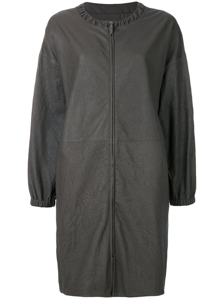 Fabiana Filippi Collarless Leather Coat - Grey