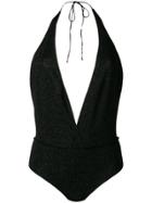 Oseree Plunging V-neck Swimsuit - Black