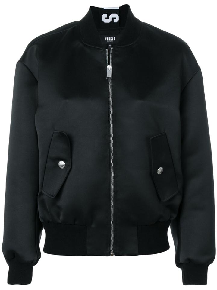 Versus Logo Strip Bomber Jacket - Black