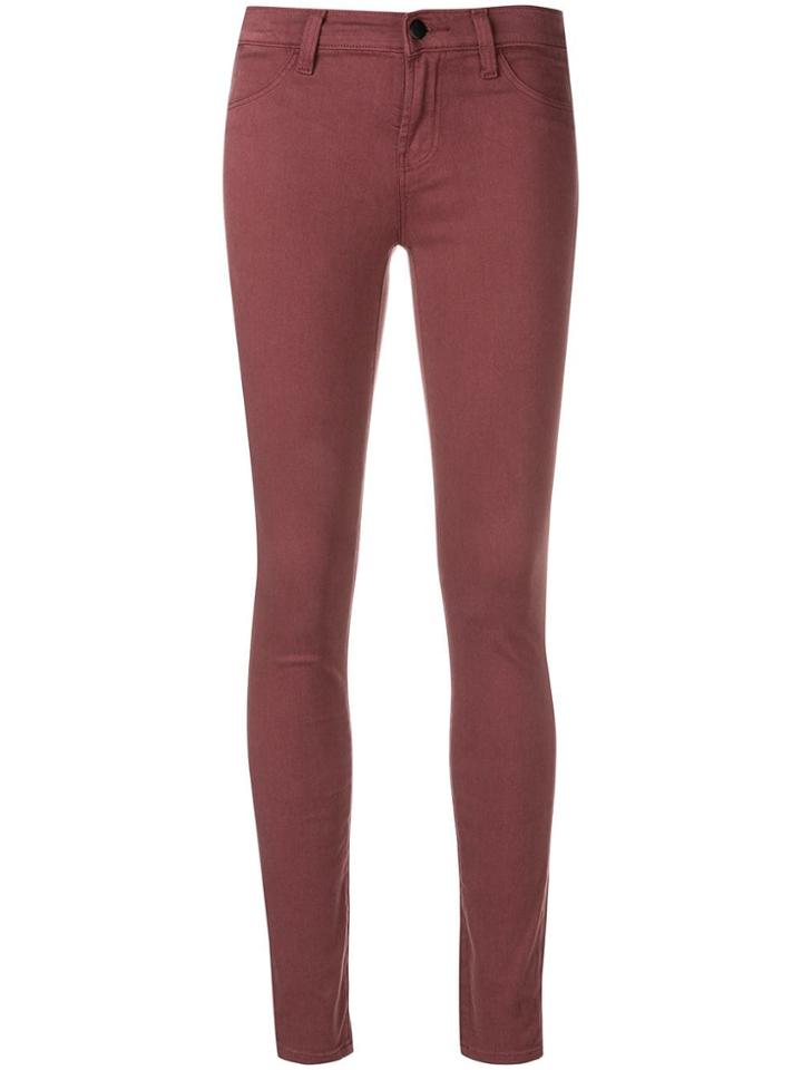 J Brand Low Rise Skinny Jeans - Red