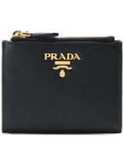 Prada Logo Mini Zipped Wallet - Black